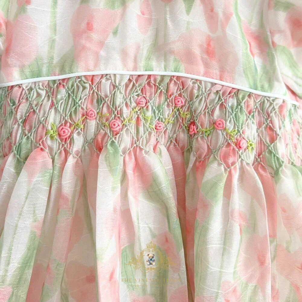 NWT Pretty Girls Embroidered Smocked Dress Boutique Special Occassion Formal 7Y